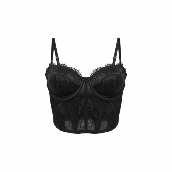 Dealmore Black Floral Lace Bustier Top Approx size Medium - Picture 1 of 10